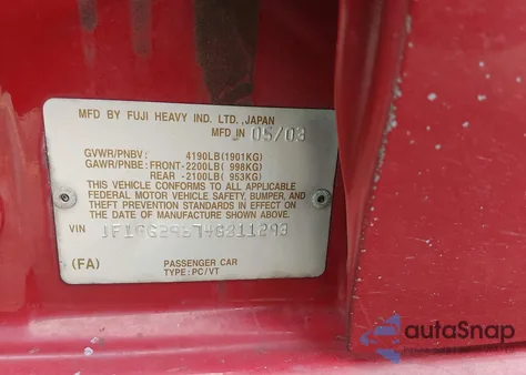 2004 Subaru Impreza Wrx from USA, damaged, VIN JF1GG29674G811293